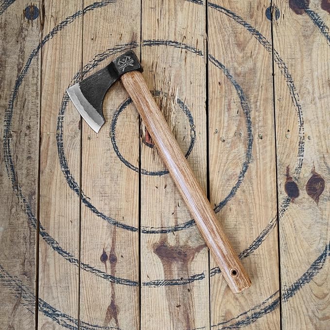 Throwing Axe, 18.9" Throwing Axes and Tomahawks with 1065 High Carbon Steel & Hickory Wooden Handle, Perfect for Axe Throwingg Game, Competition and Recreation, Gift for Men