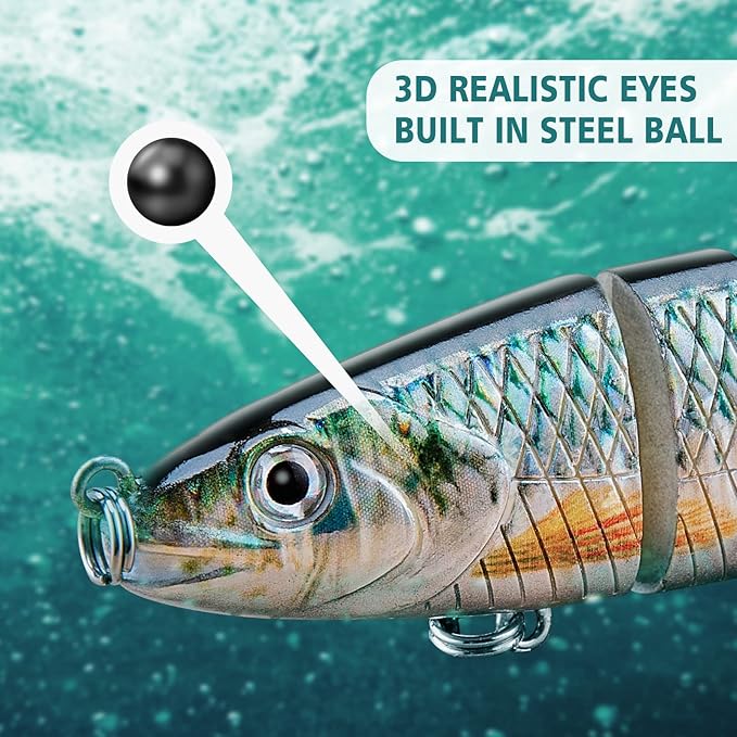 Bass Fishing Lure for Freshwater and Saltwater Lifelike Fishing Lures Multi Jointed Swimbait for Bass Trout Crappie Walleye Pike Fishing Gifts for Men