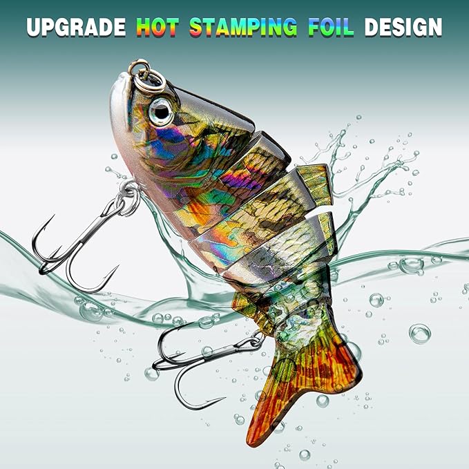 Bass Fishing Lure for Freshwater and Saltwater Lifelike Fishing Lures Multi Jointed Swimbait for Bass Trout Crappie Walleye Pike Fishing Gifts for Men