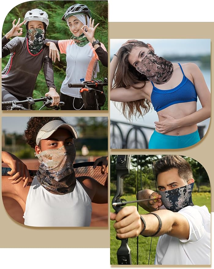 SATINIOR 10 Pieces Neck Gaiter Scarf Bandanas Balaclava Cooling Breathable Face Mask for Men Women Outdoor Sports