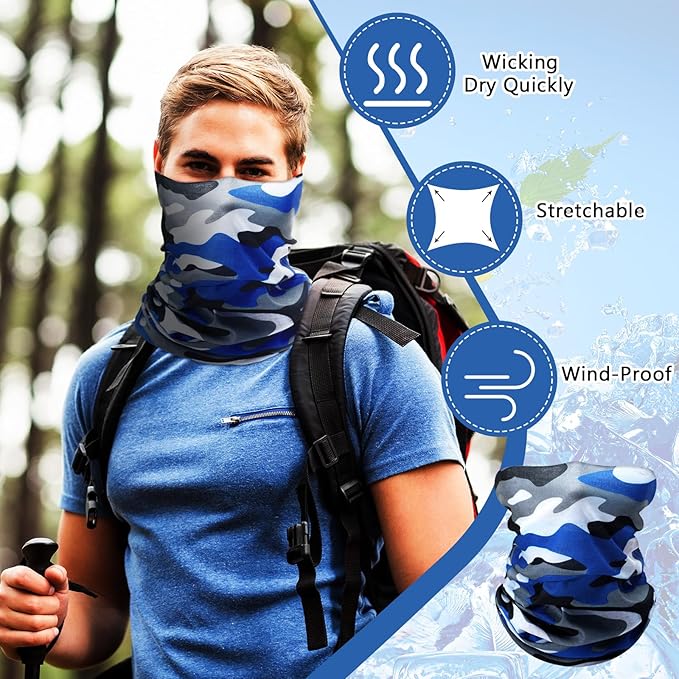 SATINIOR 10 Pieces Neck Gaiter Scarf Bandanas Balaclava Cooling Breathable Face Mask for Men Women Outdoor Sports