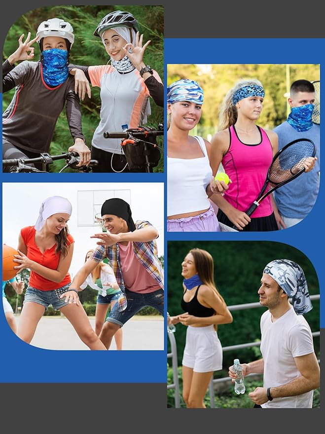 SATINIOR 10 Pieces Neck Gaiter Scarf Bandanas Balaclava Cooling Breathable Face Mask for Men Women Outdoor Sports