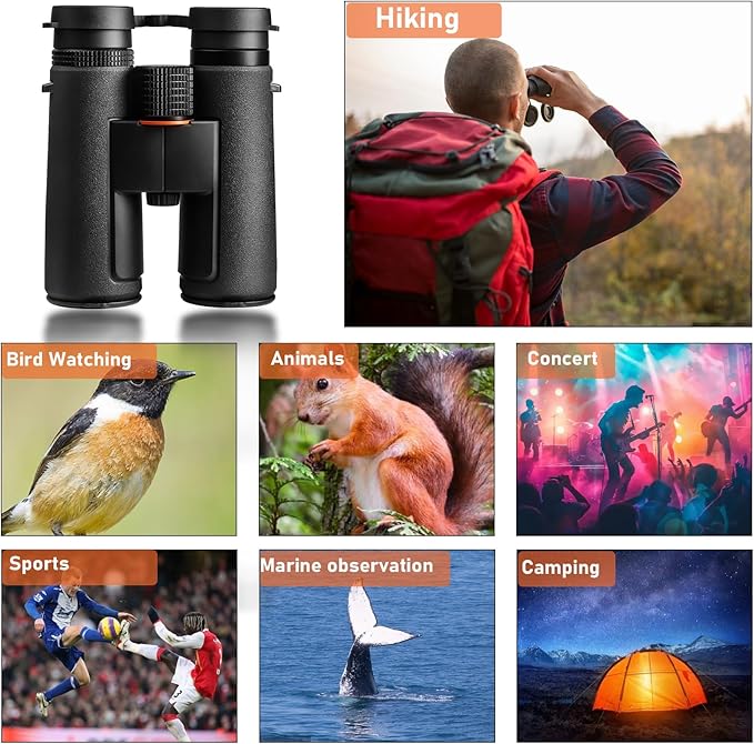 10x42 Binoculars for Adults High Powered - Waterproof Fogproof BAK4 Prism, with Phone Adapter for Bird Watching, Hunting, Travel