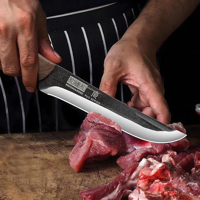 6.7 Inch Boning Knife for Meat Cutting, Super Sharp Fillet Knife for Fish, High Carbon Steel Hand Forged Butcher Knives for Brisket Trimming, BBQ, Camping