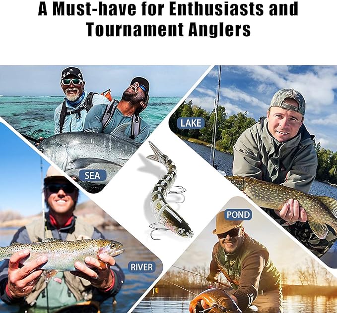 TRUSCEND Easy Catch Swimmax, Magic Noisy Turbulent Wiggling and Vibrating Actions for More Bites, Segmented Swimbait Jointed by Dyneema Strongest Fiber, Lifelike Fishing Lures for Relax Family Fishing
