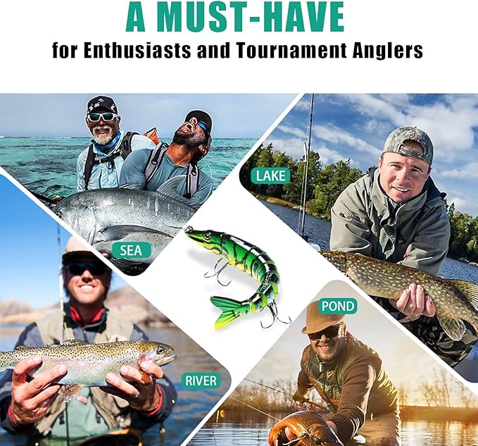 TRUSCEND Easy Catch Swimmax, Magic Noisy Turbulent Wiggling and Vibrating Actions for More Bites, Segmented Swimbait Jointed by Dyneema Strongest Fiber, Lifelike Fishing Lures for Relax Family Fishing