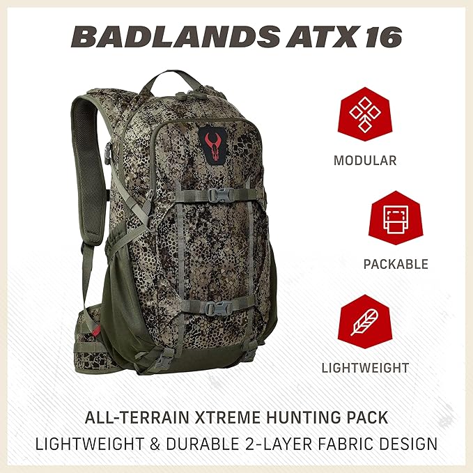 Badlands ATX 16 Hunting Pack - All-Terrain Xtreme Tactical Backpack, Lightweight, Water Resistant, Olive