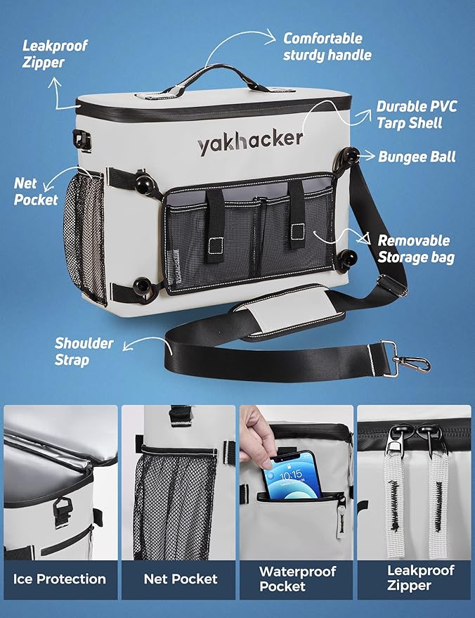 Kayak Cooler, Waterproof Seat Back Cooler for Kayaks with Lawn-Chair Style Seats, Kayak Accessories Cooler Bag, Portable Ice Chest Cooler for Kayaking, Travel, Lunch, Beaches &Trips