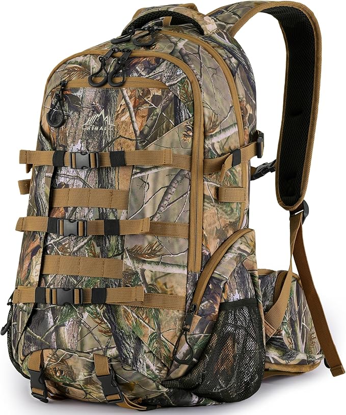 600D Waterproof Hunting Backpack for Men, 30L Camo Hunting Pack with Bow Holder