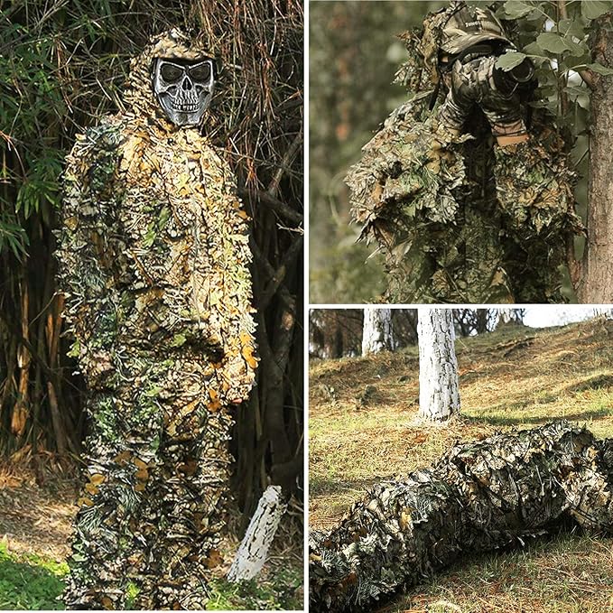 Upgrade Ghillie Suit Outdoor 3D Lifelike Super Lightweight Hooded Camouflage Clothing Jungle Woodland Hunting Shooting