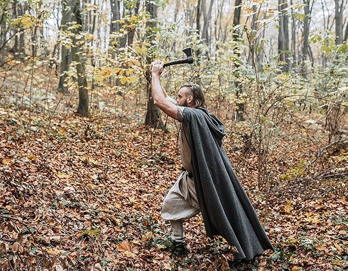 Throwing Axe Set (2) - Norse Tradesman 14" Viking Throwing Axe Set - Two Fully Sharpened Norse Hand-Axes - Carbon Steel Axe Heads with Premium Leather Cross-Stitch