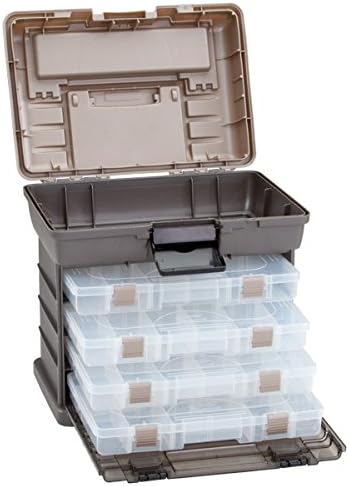 Plano Guide Series StowAway 4-By Rack System Tackle Box, Holds 4 3700 Utility Tackle Boxes, Quick-Access Top Storage with DuraView Lid, Durable Construction, Flexible, Adaptable Fishing Box