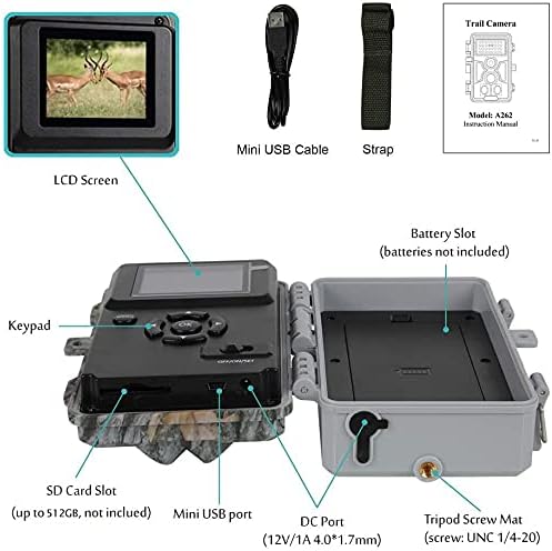 5-Pack Game & Deer Trail Cameras Night Vision 32MP 1296P Video for Wildlife Hunting and Backyard Surveillance 0.1s Trigger Speed Motion Activated Password Protected Time Lapse and Time Stamp