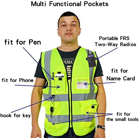 zojo High Visibility Safety Vests With Pockets, for Outdoor Works, Cycling, Jogging, Walking,Sports - for Men and Women (Pack of 10, XXXL-Orange)