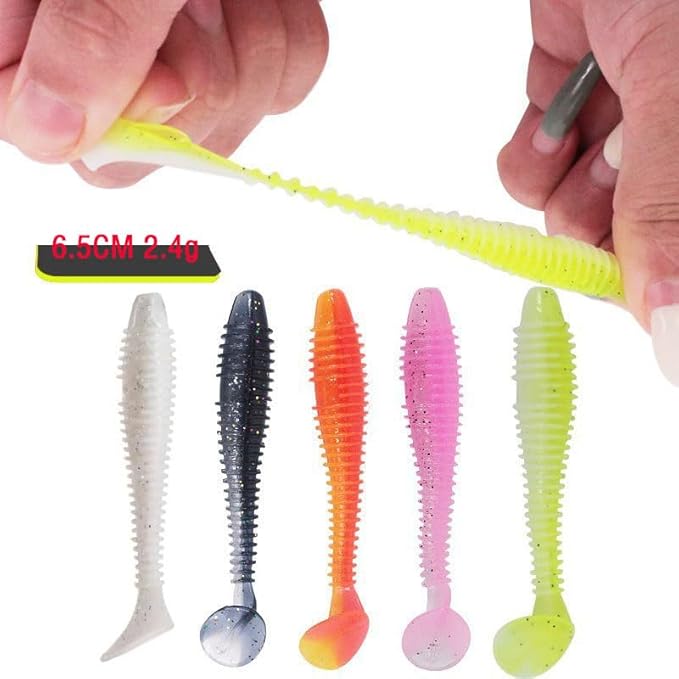 Swimbaits Paddle 50PCS, 2.55 Inchs Paddle Tail, Soft Lure for Trout Crappie Bass, Durable Plastic Bait Swimmer for Saltwater/Freshwater, Fishing Lover's Gift
