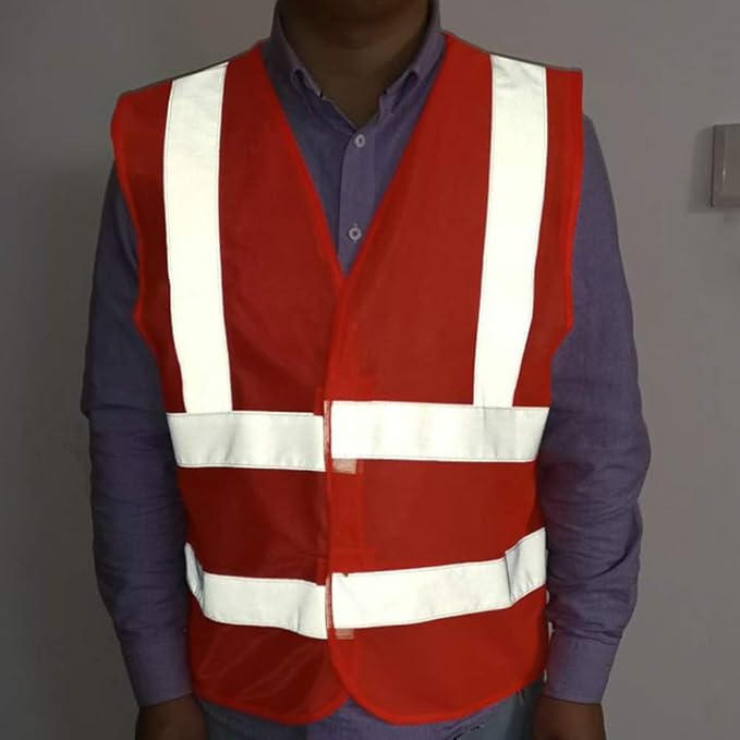 zojo Normal Visibility Reflective Vests,12PCS, Adjustable Size,Thin Safety Vest for Outdoor Works, (Neon Orange Thin Version)