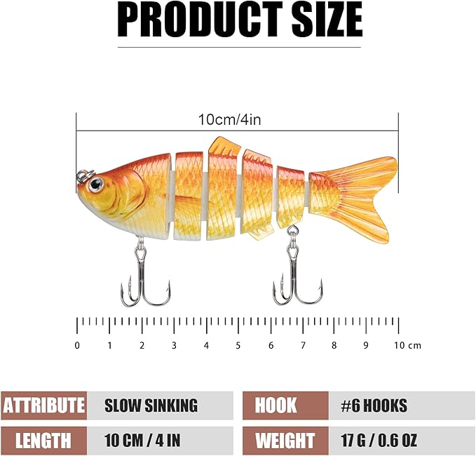TRUSCEND Easy Catch Swimmax, Magic Noisy Turbulent Wiggling and Vibrating Actions for More Bites, Segmented Swimbait Jointed by Dyneema Strongest Fiber, Lifelike Fishing Lures for Relax Family Fishing