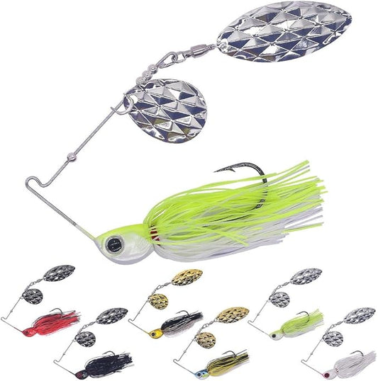XFISHMAN-Spinner-Baits-for-Bass-Fishing-Lures-Colorado Blade Spinnerbait Set 1/4 oz & 3/8 oz 6 Colors for Bass Pike Crappie & Trout Fishing