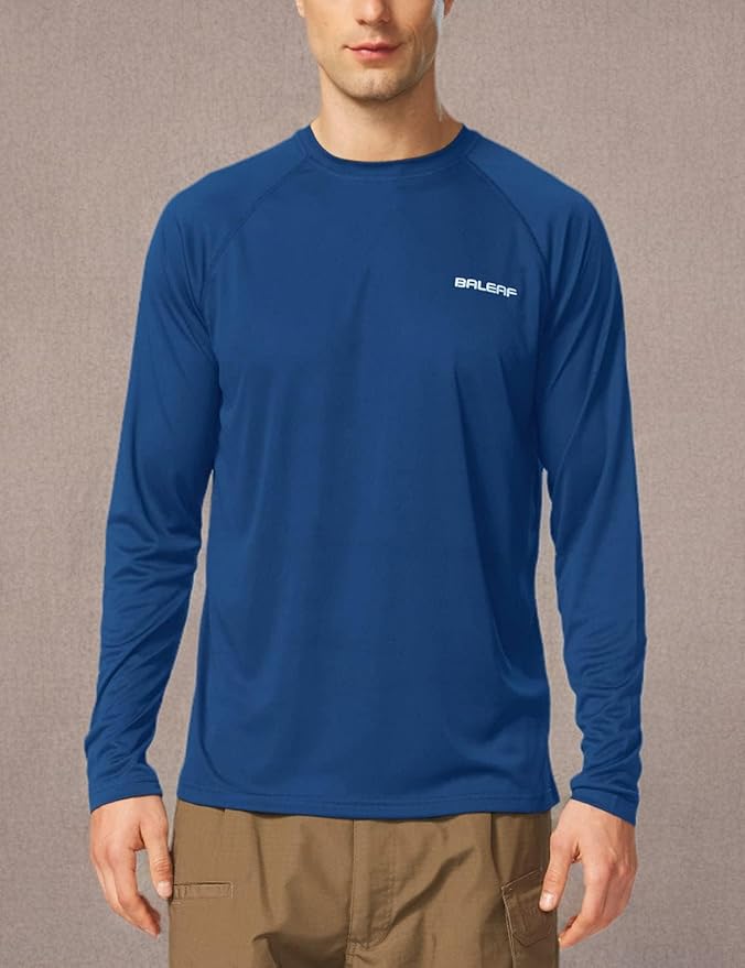 baleaf Men's Sun Protection Shirts UV SPF UPF 50+ Long Sleeve Rash Guard Fishing Running Quick Dry Lightweight