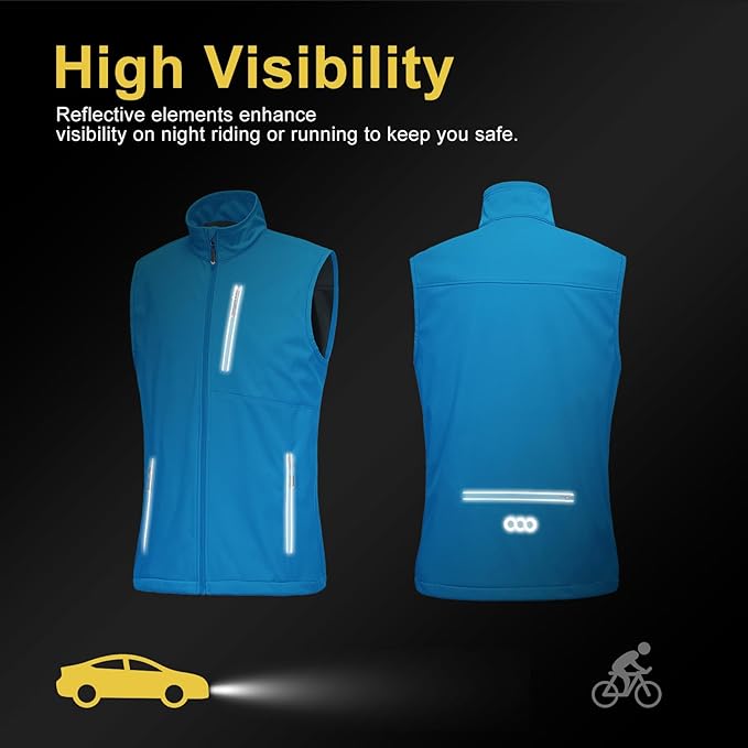 33,000ft Men's Windproof Lightweight Golf Vest Outerwear with Pockets, Softshell Sleeveless Jacket for Running Hiking Sports