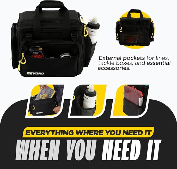 Beyond Fishing Hauler Tackle Bags - Water Resistant With Hard Molded Bottom - Perfect for Fresh Water & Salt Water Fishing Tackle Storage - Holds Tackle Boxes and Fishing Gear