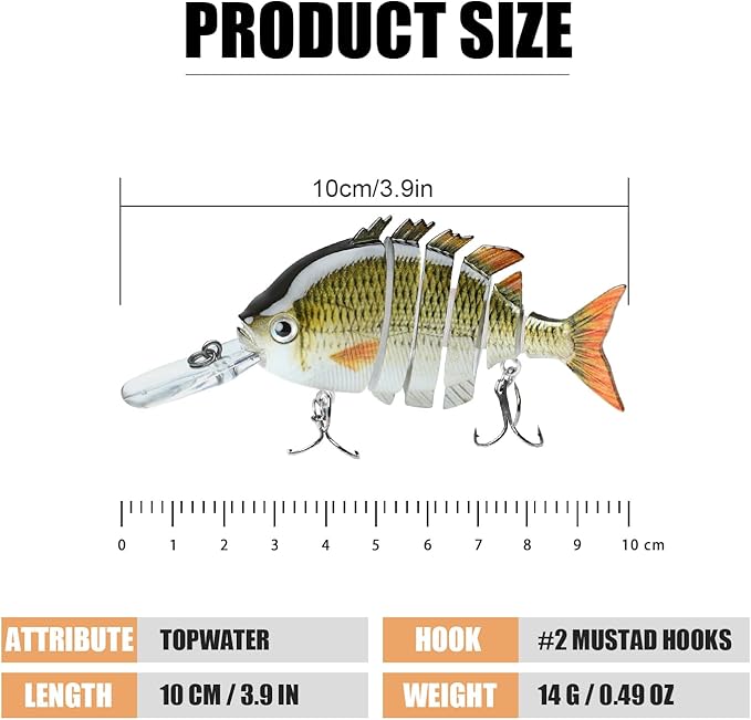 TRUSCEND Easy Catch Swimmax, Magic Noisy Turbulent Wiggling and Vibrating Actions for More Bites, Segmented Swimbait Jointed by Dyneema Strongest Fiber, Lifelike Fishing Lures for Relax Family Fishing