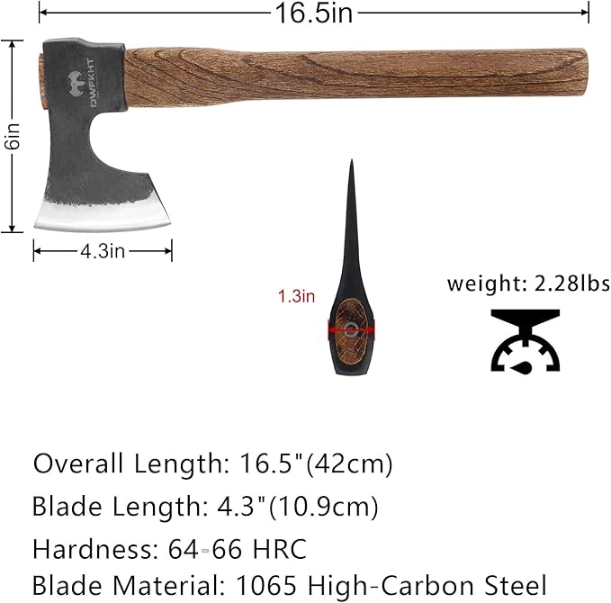 16.5" Throwing Axe, 2 Pack Throwing Axe Set with 1065 High Carbon Steel & Beech Wood Handle, Perfect for Axe Throwing Games, Competition and Recreation, Ideal Gift for Men (Black)