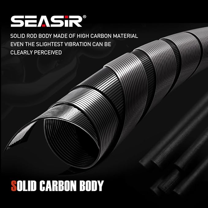 SEASIR Black Arrow Ultralight Fishing Rod, BFS Spinning Rod Bait Finesse Casting Rod, 2 Piece Baitcaster Rod, 36T Carbon Fiber, Fuji O Ring, Portable Travel Rod for Bass Saltwater Freshwater