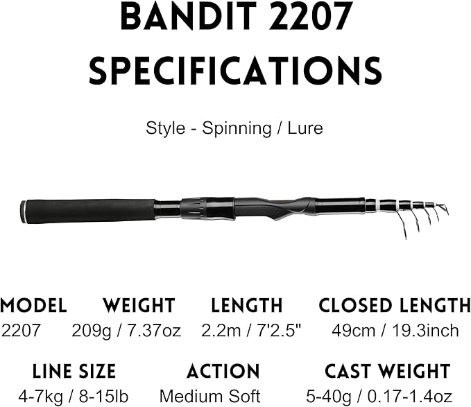 Whistytwig Telescopic Fishing Rod - Versatile Retractable Telescoping Fishing Pole, Collapsible Fishing Rod, Ideal Travel Rod