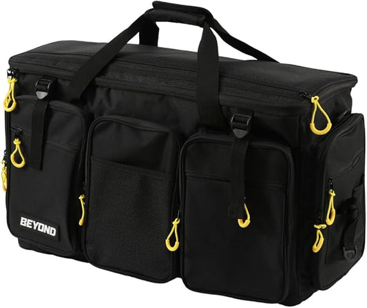 Beyond Fishing Hauler Tackle Bags - Water Resistant With Hard Molded Bottom - Perfect for Fresh Water & Salt Water Fishing Tackle Storage - Holds Tackle Boxes and Fishing Gear
