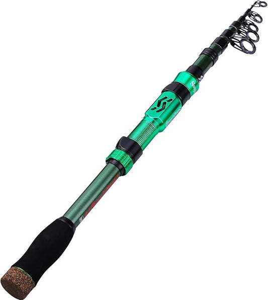 Sougayilang Telescopic Fishing Rod - 24 Ton Carbon Fiber,CNC Machined Reel Seat, Comfortable EVA Handle, Travel Fishing Rod for Bass Trout Fishing