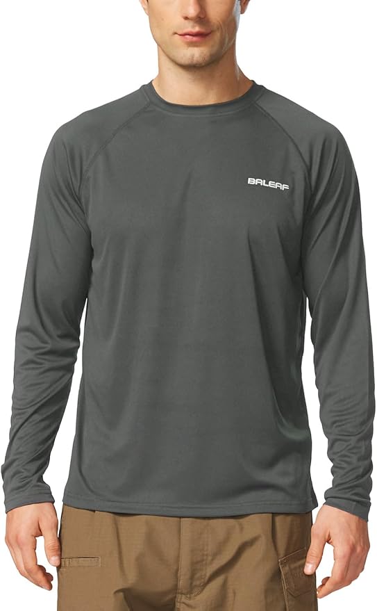 baleaf Men's Sun Protection Shirts UV SPF UPF 50+ Long Sleeve Rash Guard Fishing Running Quick Dry Lightweight