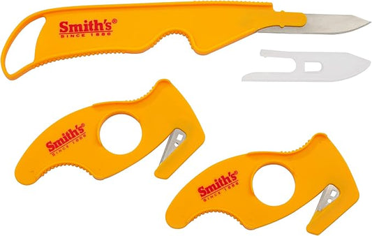 Smith's 51397 Field Dressing Combo Kit – Skinning Knife – 2x Gut Hooks – Surgical-Grade Steel Blade – Plastic Blade Cover – Disposable Cleaning Knives – Deet Hunting Knives – Lightweight, Yellow