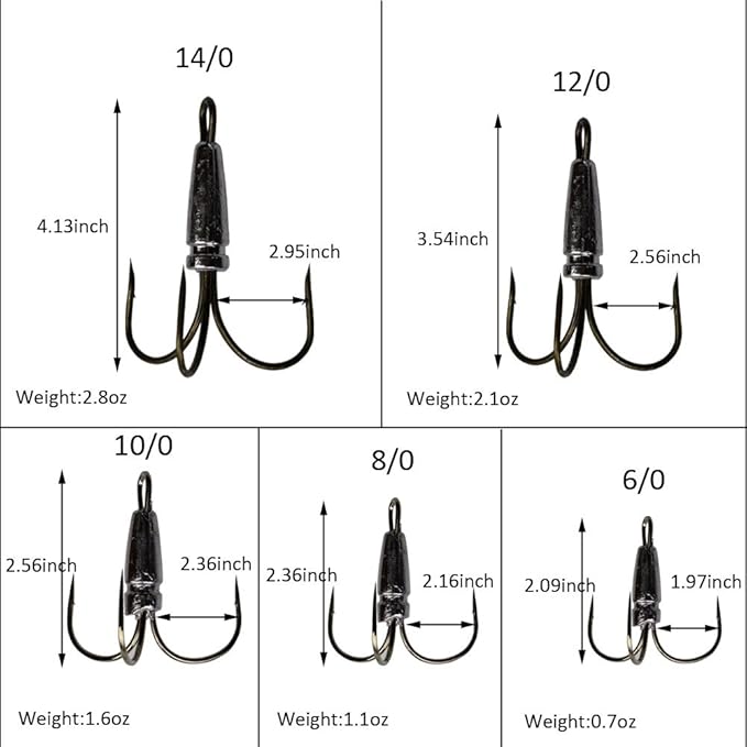 Snagging Hooks Snagging Weighted Treble Hooks 2pcs/Pack Fishing Hooks 5 Sizes 0.7oz 1.1oz 1.6oz 2.1oz 2.8oz