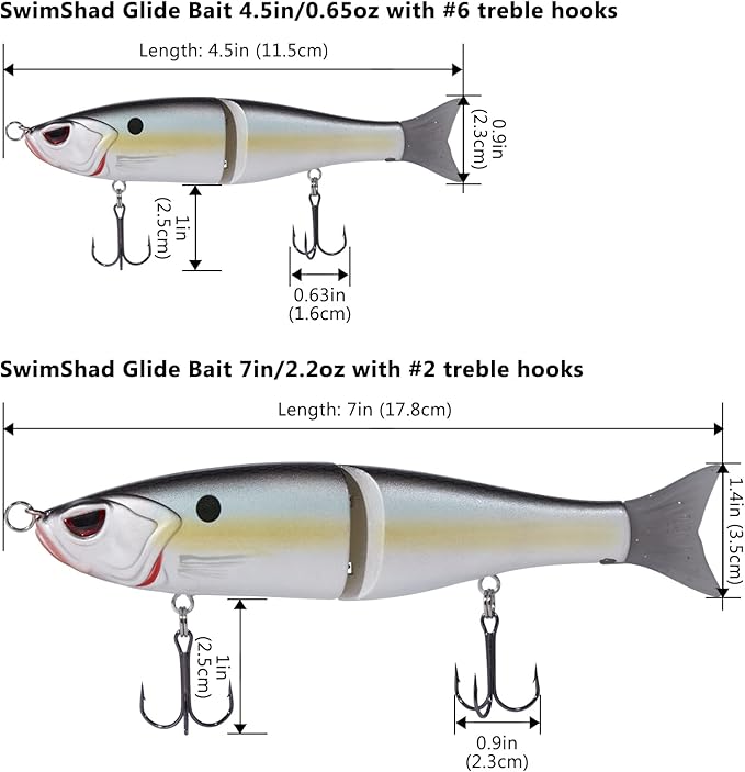 Bassdash SwimShad Glide Baits Jointed Swimbait Bass Pike Salmon Trout Muskie Fishing Lure