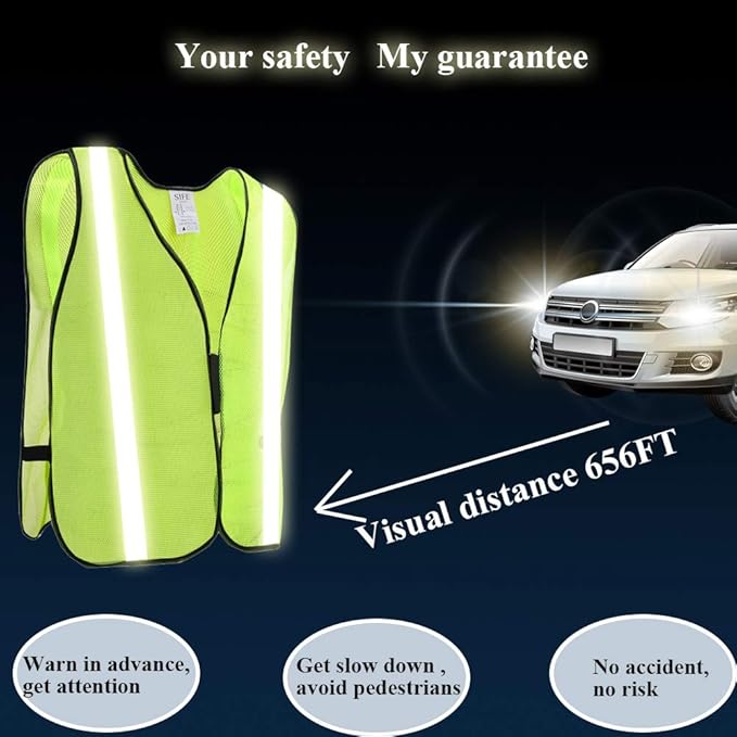 SIFE 1 Pack High Visibility Reflective Safety Vest,Made from Breathable and Neon Yellow Mesh Fabric,light weight for Man and Woman(Yellow, 1 pack)