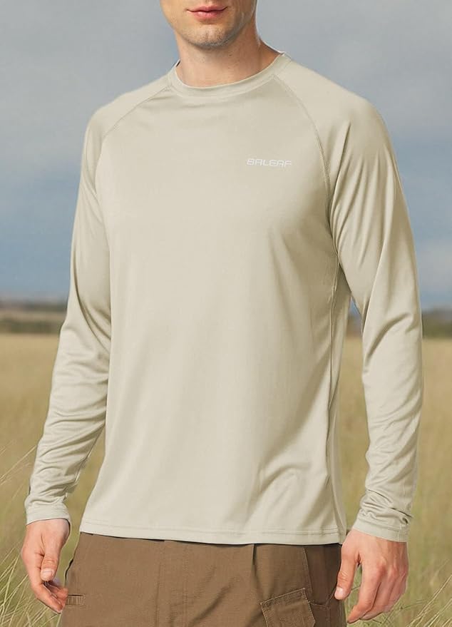 baleaf Men's Sun Protection Shirts UV SPF UPF 50+ Long Sleeve Rash Guard Fishing Running Quick Dry Lightweight