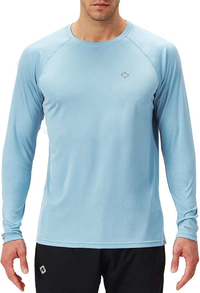 NAVISKIN Men's Rash Guard Shirts Swim Shirts UPF 50+ UV Sun Protection Long Sleeve Shirts Lightweight Quick Dry