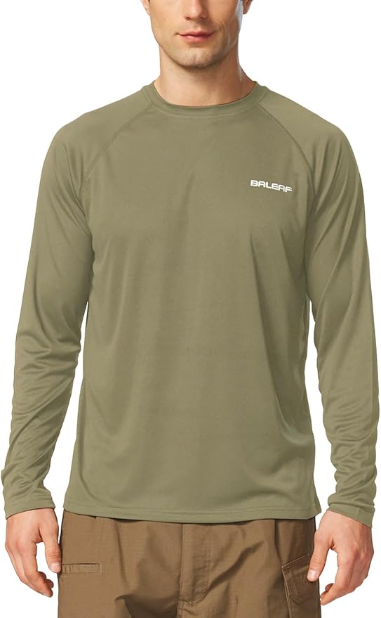 baleaf Men's Sun Protection Shirts UV SPF UPF 50+ Long Sleeve Rash Guard Fishing Running Quick Dry Lightweight