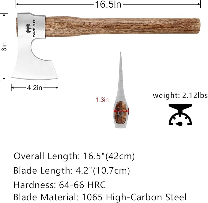 16.5" Throwing Axe, 2 Pack Throwing Axe Set with 1065 High Carbon Steel & Beech Wood Handle, Perfect for Axe Throwing Games, Competition and Recreation, Ideal Gift for Men (Silver Gray)