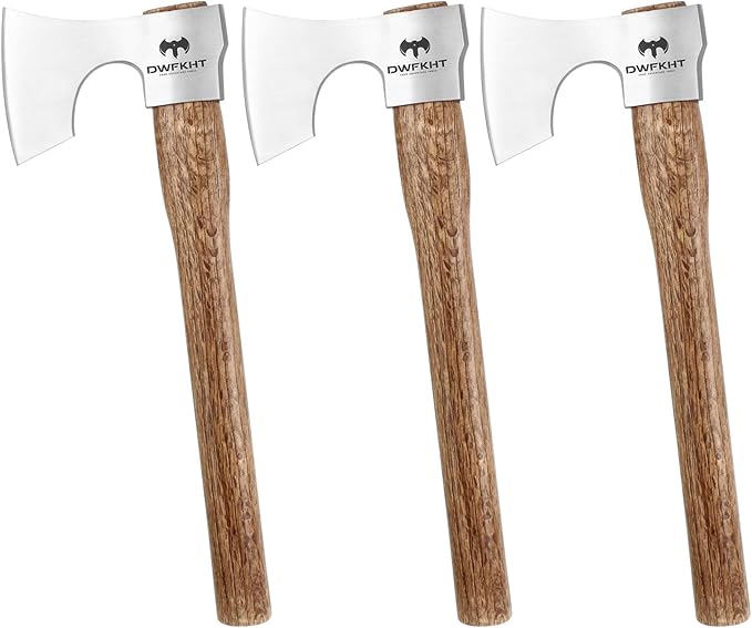 16.5" Throwing Axe, 3 Pack Throwing Axe Set with 1065 High Carbon Steel & Beech Wood Handle, Perfect for Axe Throwing Games, Competition and Recreation, Ideal Gift for Men (Silver Gray)
