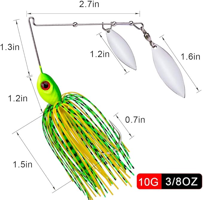 Spinnerbait Fishing Lure, Hard Metal Jig Spinner Baits Kits Swimbait for Bass Trout Pike Salmon Walleye Freshwater Saltwater 5pcs/Pack