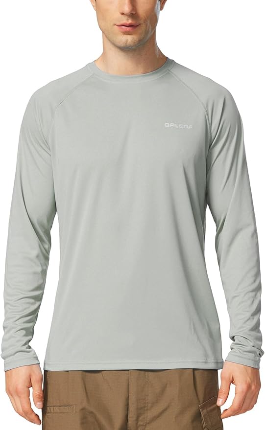 baleaf Men's Sun Protection Shirts UV SPF UPF 50+ Long Sleeve Rash Guard Fishing Running Quick Dry Lightweight