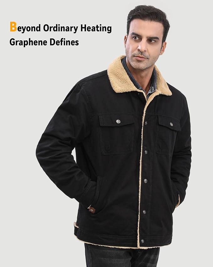 Wulcea Graphene Heated Jacket for Men 12V Fast Charge 18400mAh Large Capacity