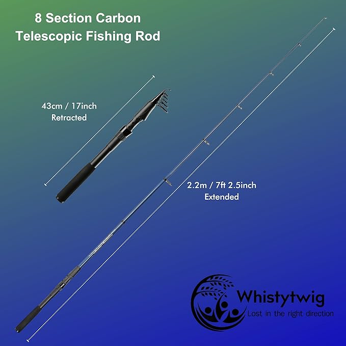 Whistytwig Telescopic Fishing Rod - Versatile Retractable Telescoping Fishing Pole, Collapsible Fishing Rod, Ideal Travel Rod