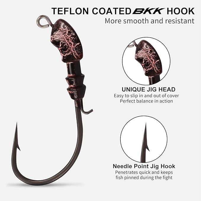 TRUSCEND Fishing Jigs with Ultra Smooth Teflon Hook, Tour Grade Titanium Weed Guard Swim Jigs, Valuable Weedless Skirted Jig, Well-Made Fishing Lures for Crappie Bass Trout, Freshwater Fishing Gear