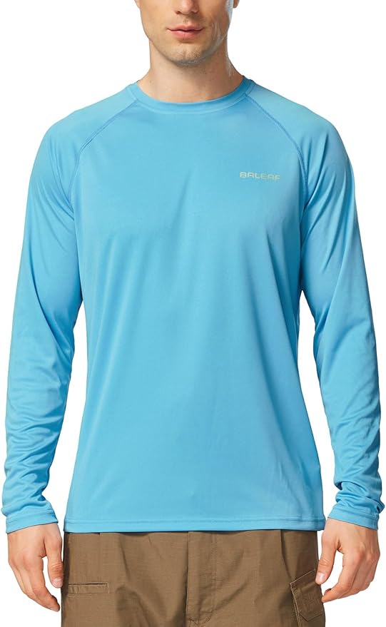 baleaf Men's Sun Protection Shirts UV SPF UPF 50+ Long Sleeve Rash Guard Fishing Running Quick Dry Lightweight