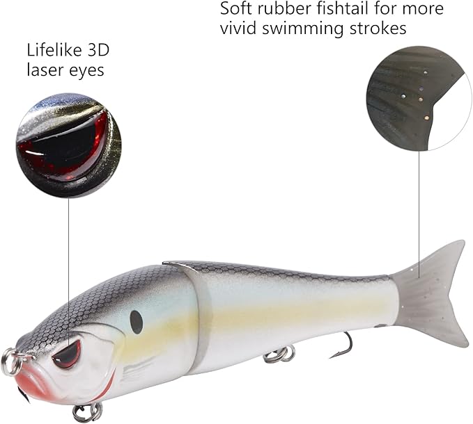 Bassdash SwimShad Glide Baits Jointed Swimbait Bass Pike Salmon Trout Muskie Fishing Lure