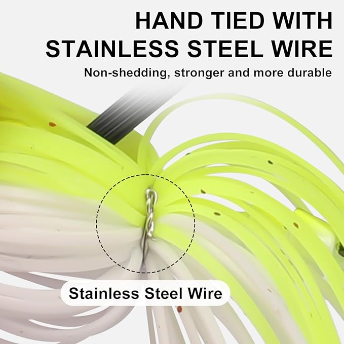 TRUSCEND Fishing Jigs with Ultra Smooth Teflon Hook, Tour Grade Titanium Weed Guard Swim Jigs, Valuable Weedless Skirted Jig, Well-Made Fishing Lures for Crappie Bass Trout, Freshwater Fishing Gear