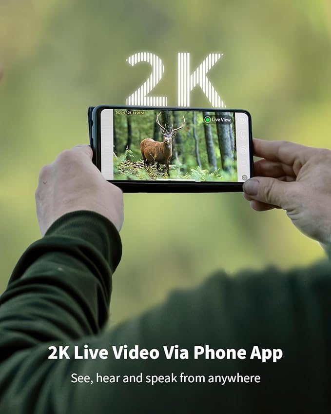 SEHMUA Cellular Trail Cameras with Live Streaming, Built-in 4G LTE SIM Card, Phone Access, Solar Powered Game/Deer Camera, Motion Activated, 0.2s Trigger Time, Low Light Night Vision, IP66 Waterproof
